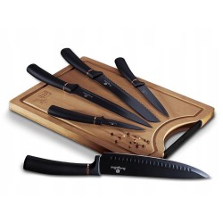 Komplet noży 6el noże z deską drewnianą BH-2550 Berlinger Haus Black Rose collection