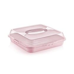 Pojemnik pudełko na ciasto kwadratowy 35cm Różowy
