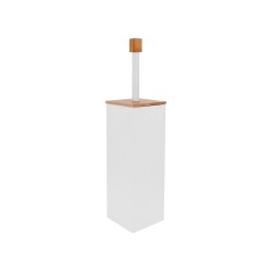 Szczotka do WC tuba toaletowa metal bambus Biała BR-1121