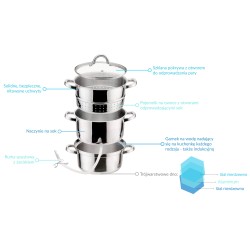 Sokownik stal nierdzewna parowar indukcja gaz 8L
