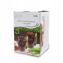 Beczka 3,5L kamionkowa + szczypce bambus kamionka do kiszenia ogórków