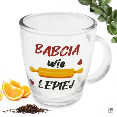 Kubek szklany 390ml dla babci kubeczek szklanka Dzień Babci herbata prezent TR-A2414 babcia